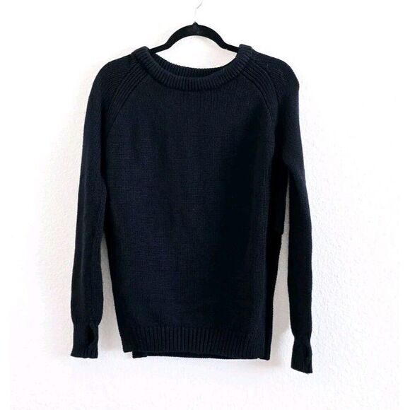 LULULEMON Women’s  Black Knit Sweater Side Vented Crewneck Size 6 - Picture 9 of 9